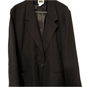 Leslie Fay Black Button Collared Lined Blazer Jacket Women's Long Sleeve Size 18